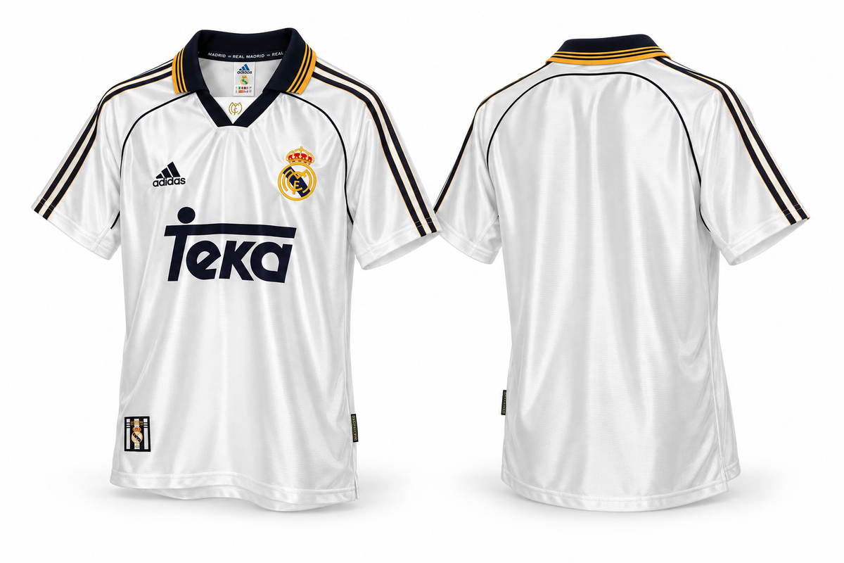 Real Madrid 1999/00 Home football shirt – front and back view