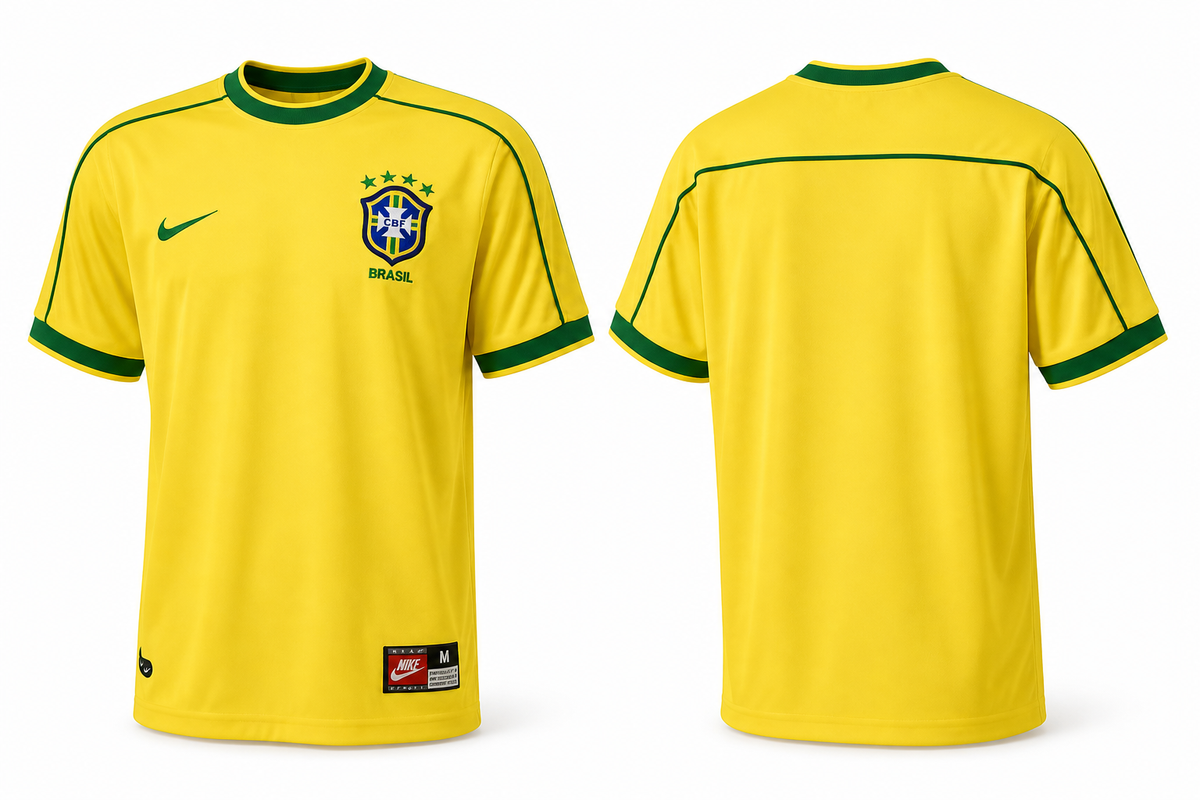 Brazil 1998 home football shirt – front and back