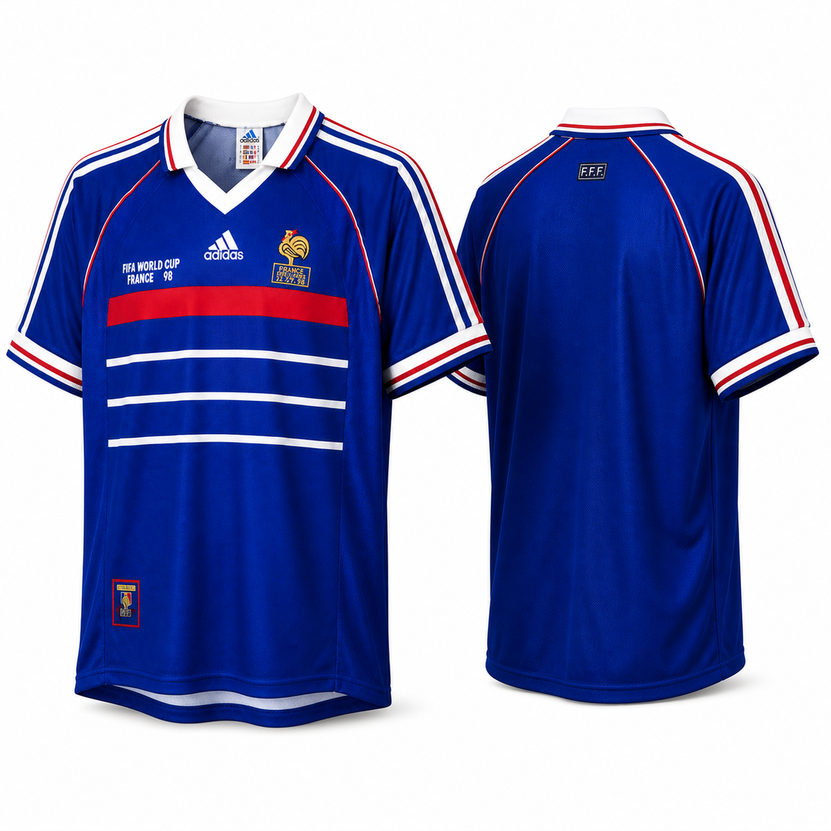 France 1998 home retro football shirt – front and back view