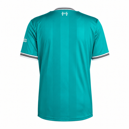 Liverpool FC 2025/26 Third football shirt, back view.