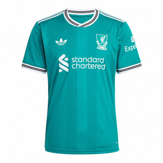 Liverpool FC 2025/26 Third football shirt, front view.