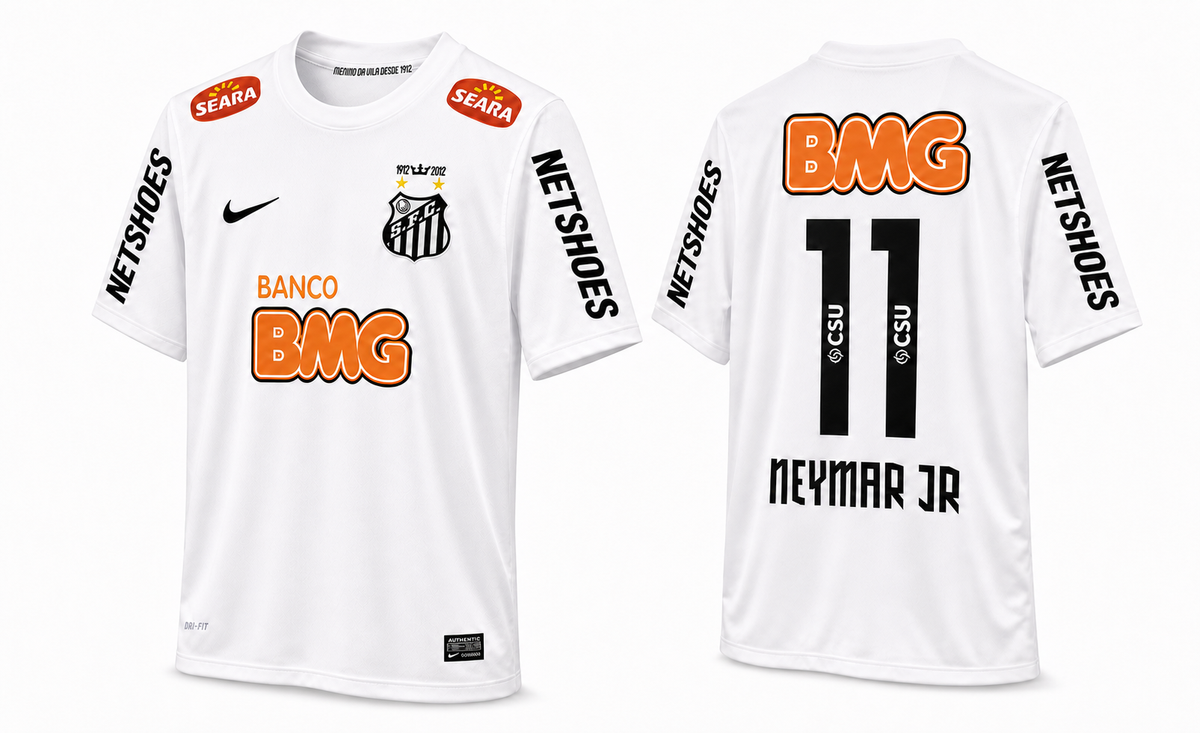 Santos 2012/13 home football shirt – Neymar Jr. 11 personalisation example